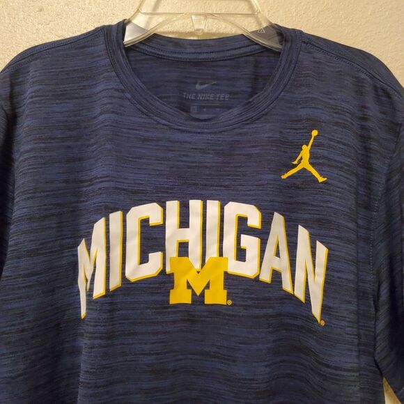 Michigan The Nike Tee Jordan Logo Tshirt Dri Fit Blue Men's Size M Medium - Picture 13 of 13